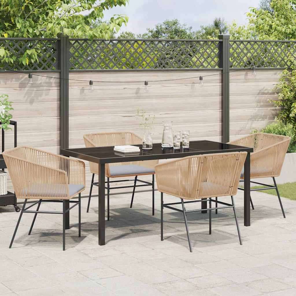 Set da Pranzo per Giardino 5 pcs Marrone Poly Rattan - homemem39