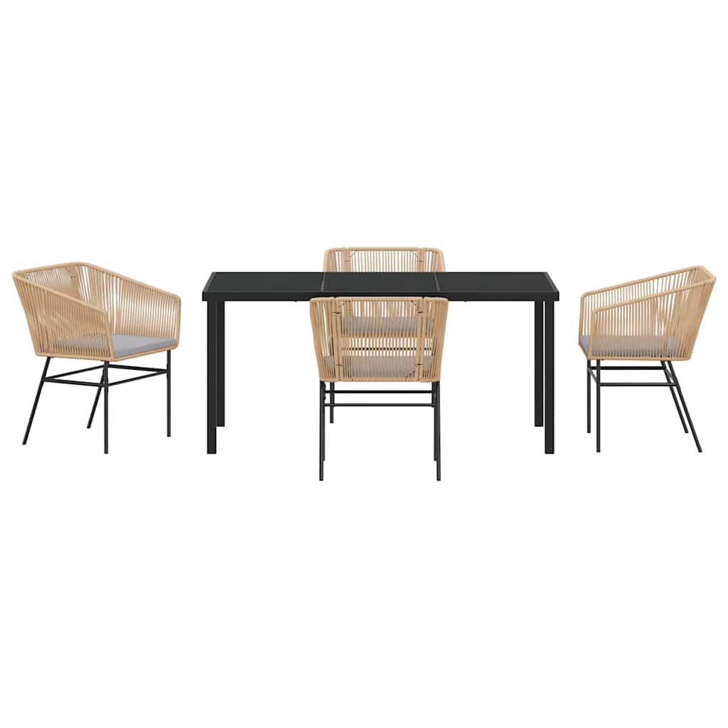 Set da Pranzo per Giardino 5 pcs Marrone Poly Rattan - homemem39