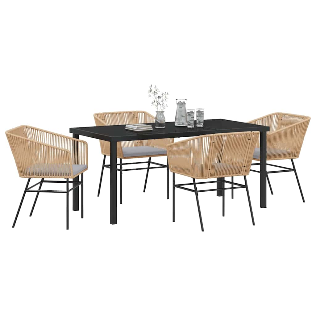 Set da Pranzo per Giardino 5 pcs Marrone Poly Rattan - homemem39