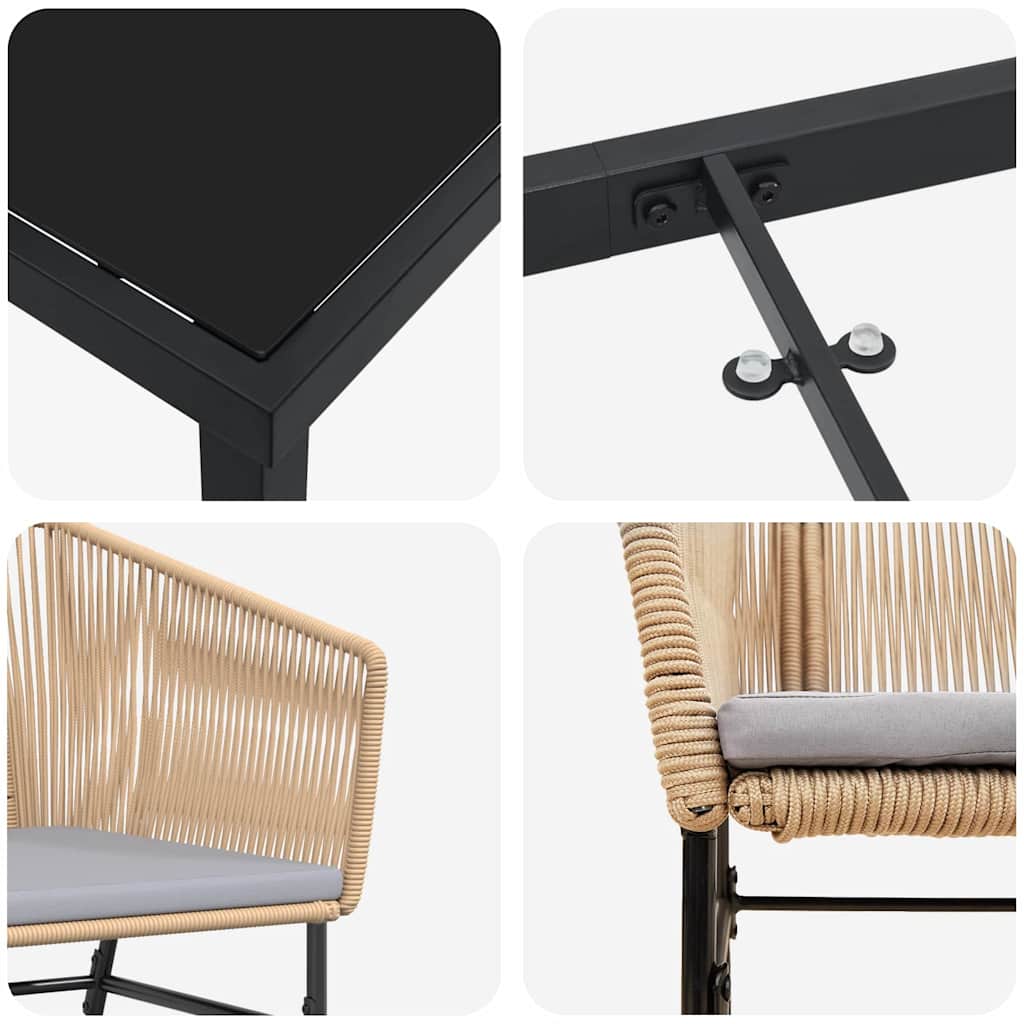 Set da Pranzo per Giardino 7 pcs Marrone Poly Rattan - homemem39