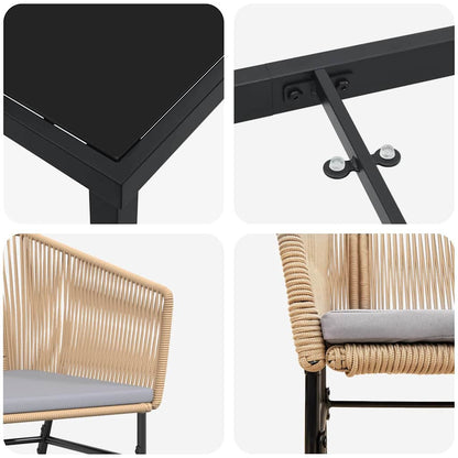 Set da Pranzo per Giardino 7 pcs Marrone Poly Rattan - homemem39