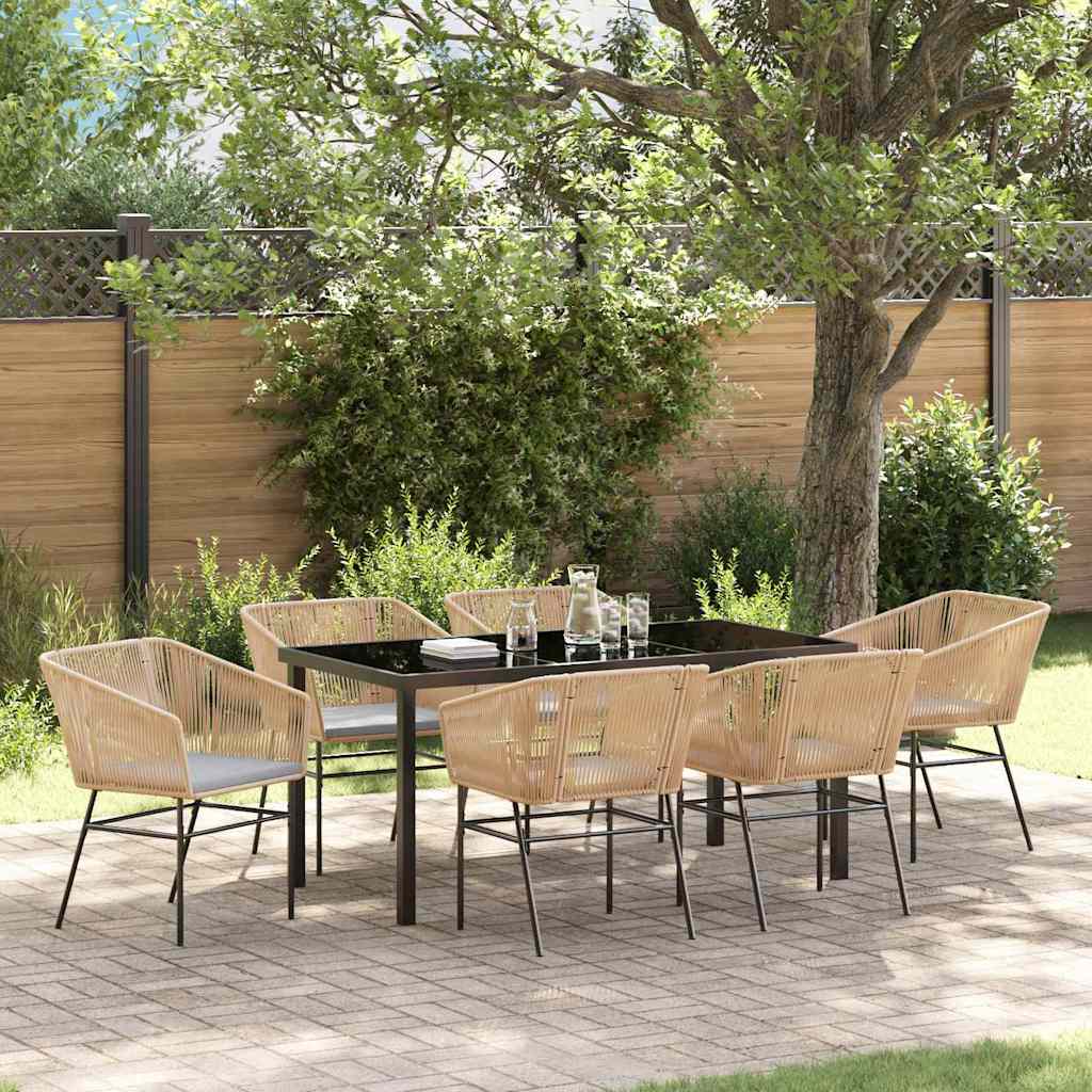Set da Pranzo per Giardino 7 pcs Marrone Poly Rattan - homemem39