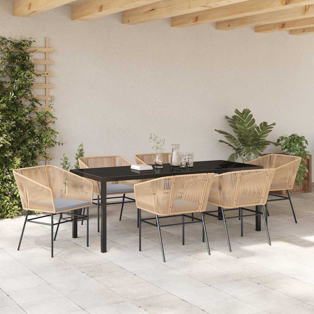 Set da Pranzo per Giardino 7 pcs Marrone Poly Rattan - homemem39