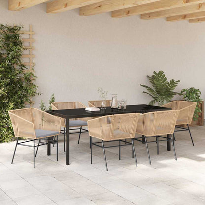 Set da Pranzo per Giardino 7 pcs Marrone Poly Rattan - homemem39