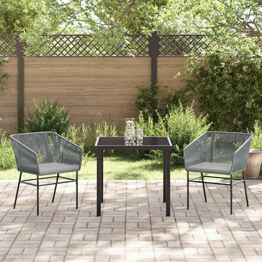 Set da Pranzo per Giardino 3 pcs Grigio Poly Rattan - homemem39