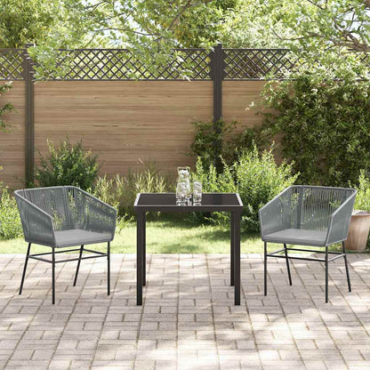 Set da Pranzo per Giardino 3 pcs Grigio Poly Rattan - homemem39