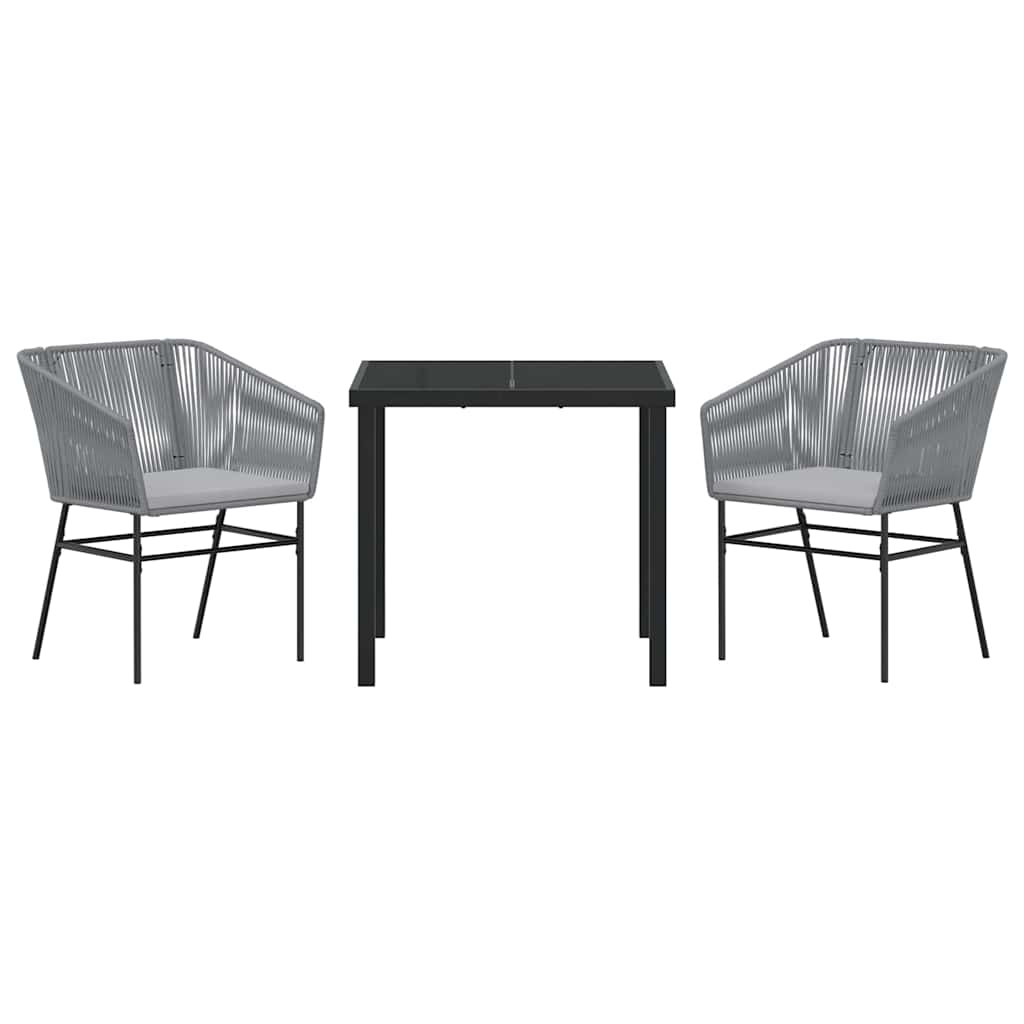 Set da Pranzo per Giardino 3 pcs Grigio Poly Rattan - homemem39