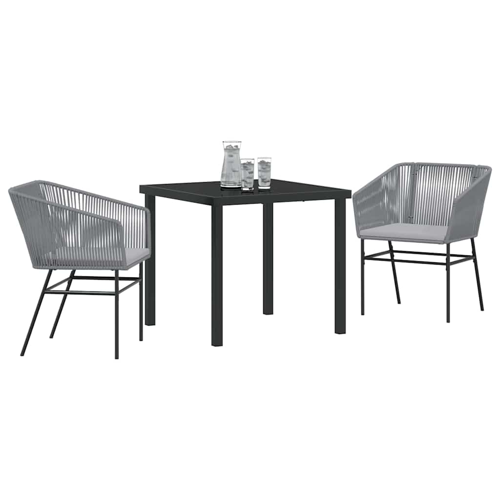 Set da Pranzo per Giardino 3 pcs Grigio Poly Rattan - homemem39