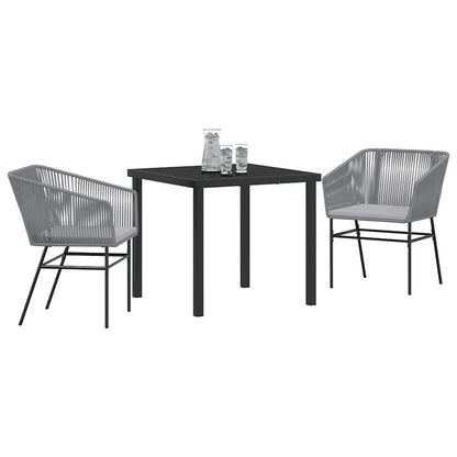 Set da Pranzo per Giardino 3 pcs Grigio Poly Rattan - homemem39