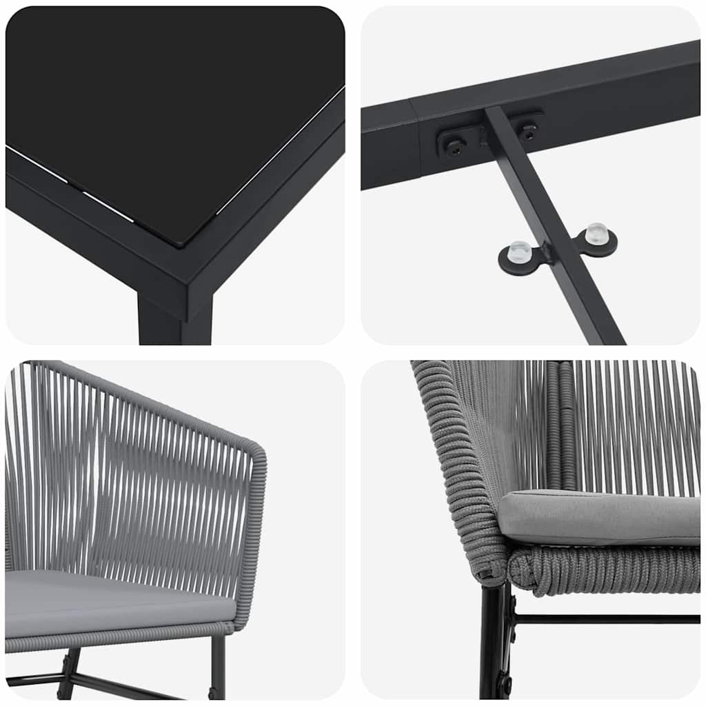 Set da Pranzo per Giardino 5 pcs Grigio Poly Rattan - homemem39