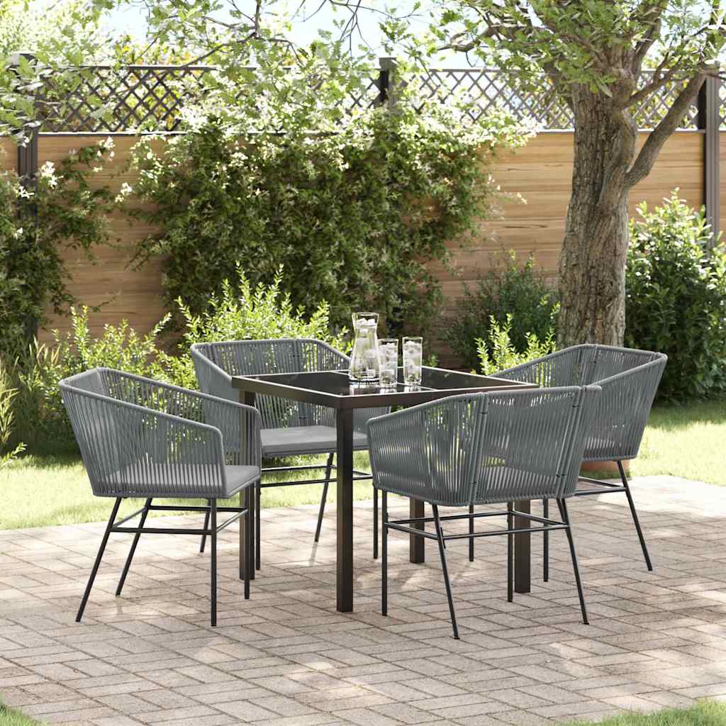 Set da Pranzo per Giardino 5 pcs Grigio Poly Rattan - homemem39