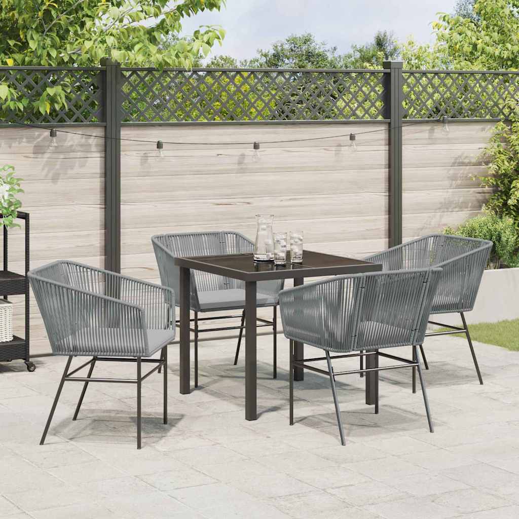 Set da Pranzo per Giardino 5 pcs Grigio Poly Rattan - homemem39