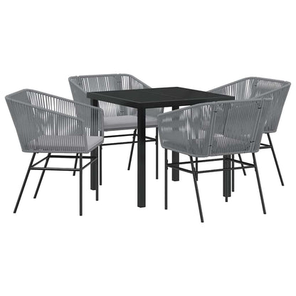 Set da Pranzo per Giardino 5 pcs Grigio Poly Rattan - homemem39