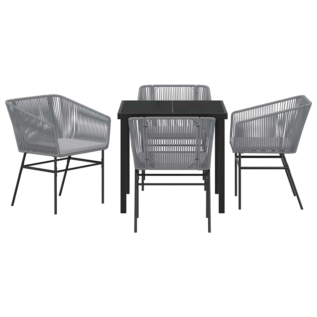 Set da Pranzo per Giardino 5 pcs Grigio Poly Rattan - homemem39