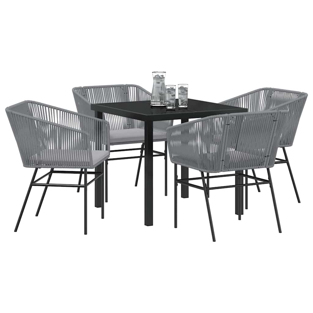 Set da Pranzo per Giardino 5 pcs Grigio Poly Rattan - homemem39