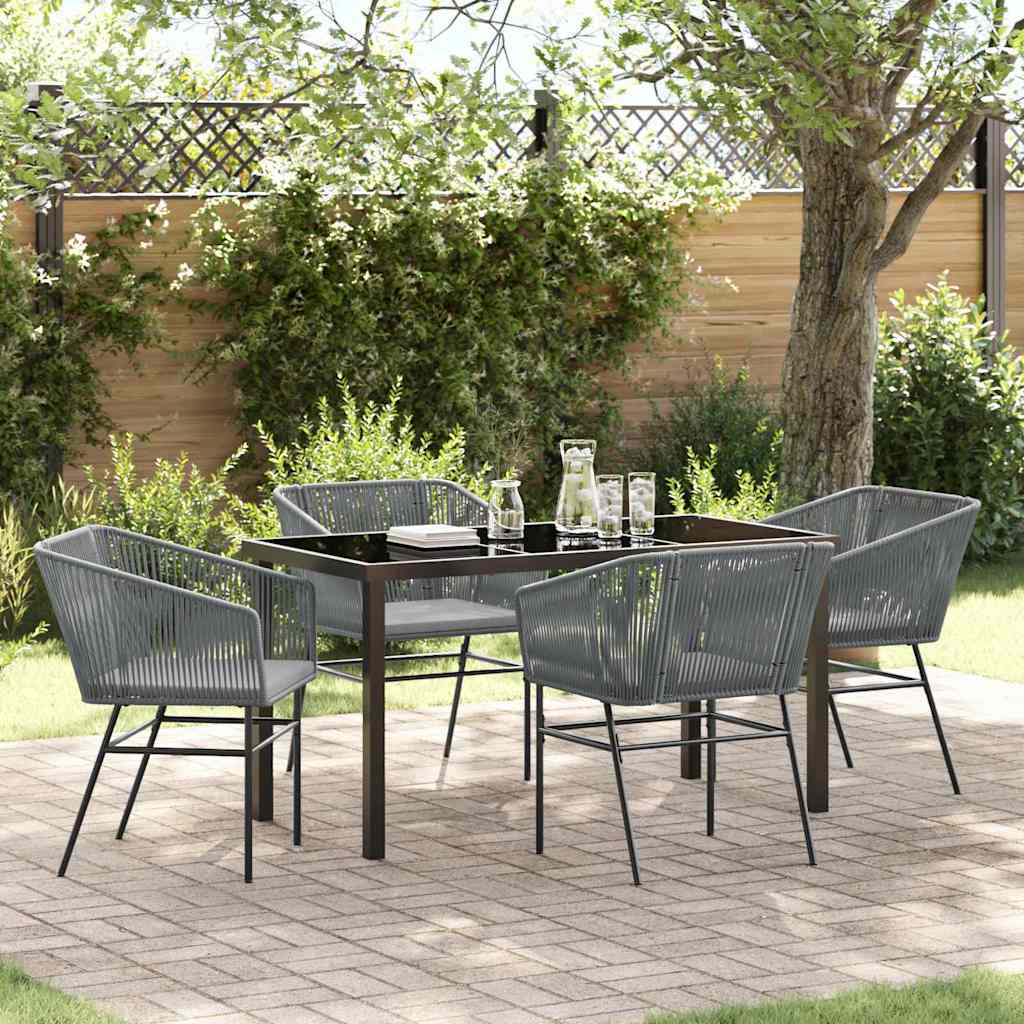 Set da Pranzo per Giardino 5 pcs Grigio Poly Rattan - homemem39