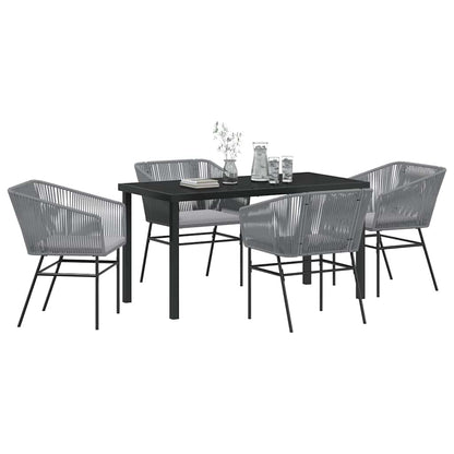Set da Pranzo per Giardino 5 pcs Grigio Poly Rattan - homemem39