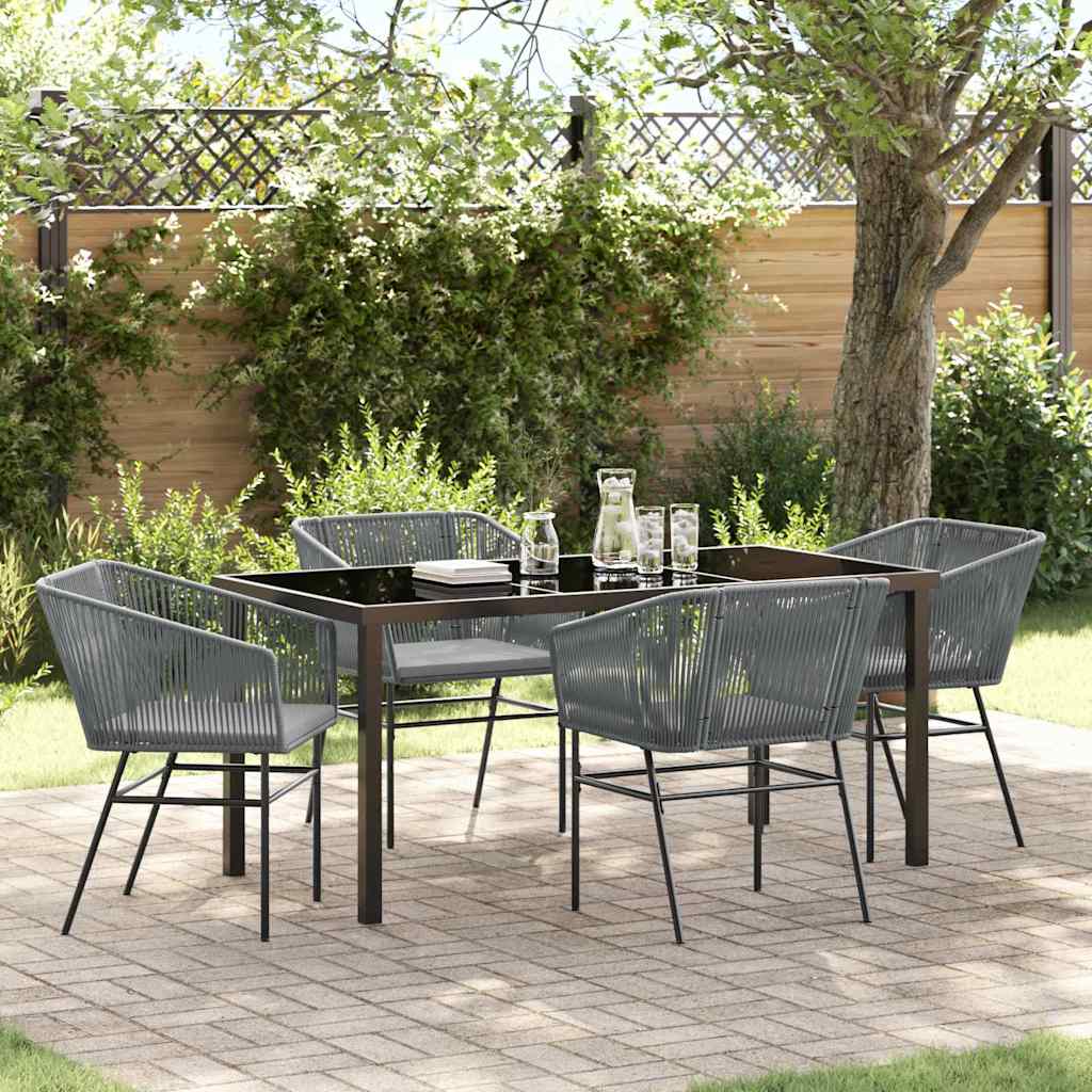 Set da Pranzo per Giardino 5 pcs Grigio Poly Rattan - homemem39
