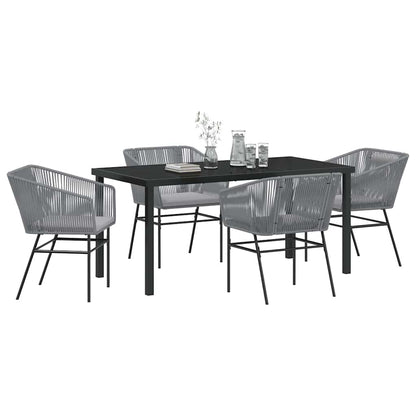 Set da Pranzo per Giardino 5 pcs Grigio Poly Rattan - homemem39