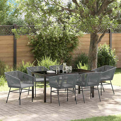 Set da Pranzo per Giardino 7 pcs Grigio Poly Rattan - homemem39