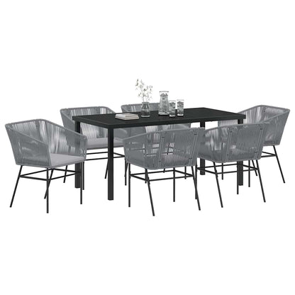 Set da Pranzo per Giardino 7 pcs Grigio Poly Rattan - homemem39
