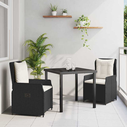 Set da Pranzo per Giardino 3 pcs Nero polyrattan - homemem39