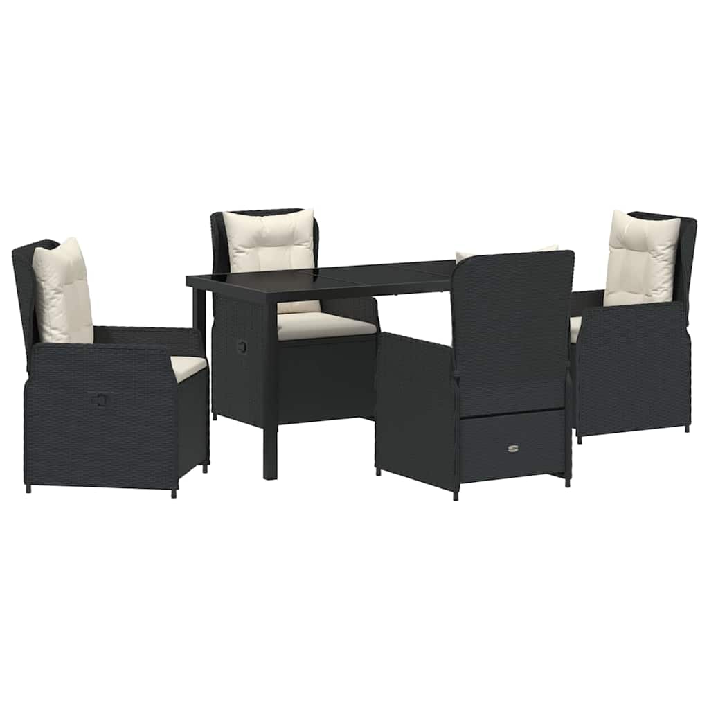 Set da Pranzo per Giardino 5 pcs Nero polyrattan - homemem39