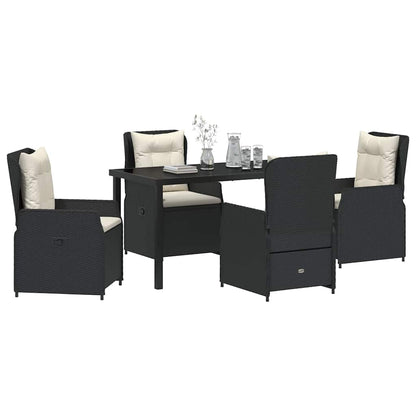 Set da Pranzo per Giardino 5 pcs Nero polyrattan - homemem39