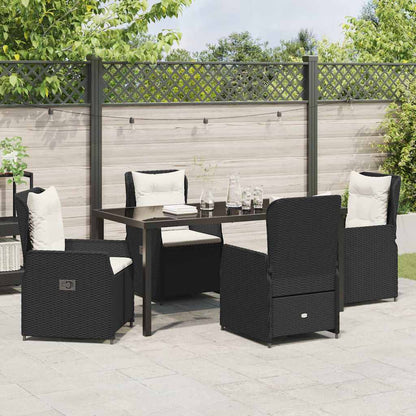 Set da Pranzo per Giardino 5 pcs Nero polyrattan - homemem39