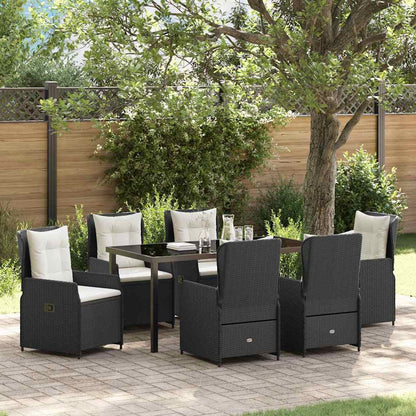Set da Pranzo per Giardino 7 pcs Nero polyrattan - homemem39