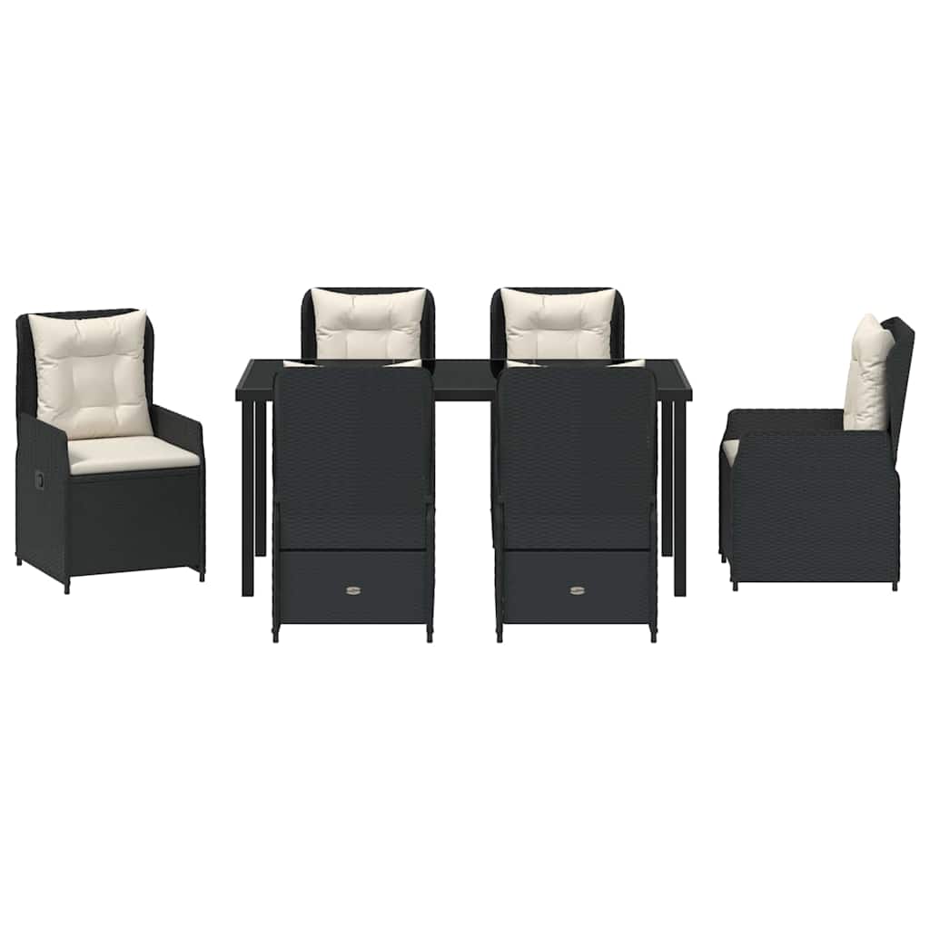 Set da Pranzo per Giardino 7 pcs Nero polyrattan - homemem39