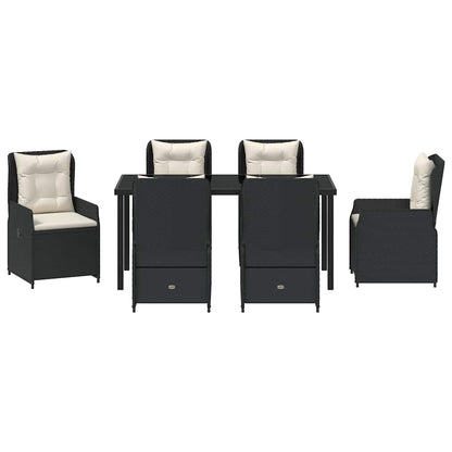 Set da Pranzo per Giardino 7 pcs Nero polyrattan - homemem39