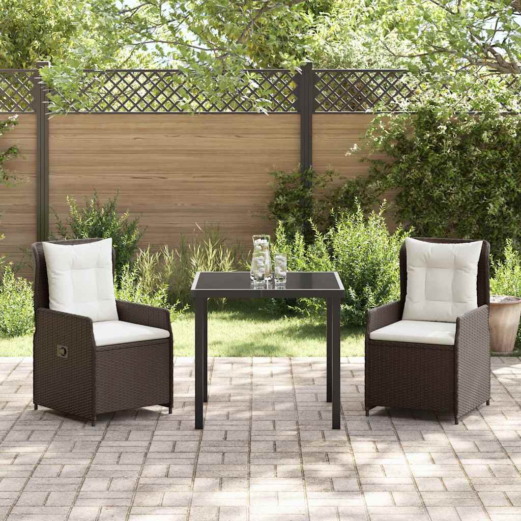 Set da Pranzo per Giardino 3 pcs Marrone polyrattan - homemem39