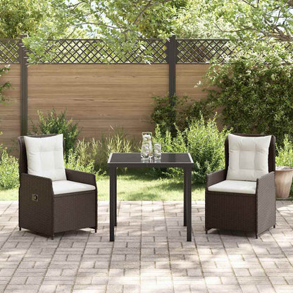 Set da Pranzo per Giardino 3 pcs Marrone polyrattan - homemem39