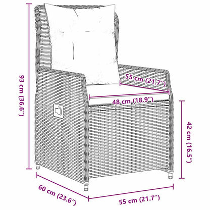 Set da Pranzo per Giardino 3 pcs Marrone polyrattan - homemem39