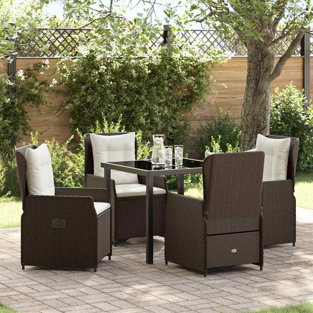 Set da Pranzo per Giardino 5 pcs Marrone polyrattan - homemem39