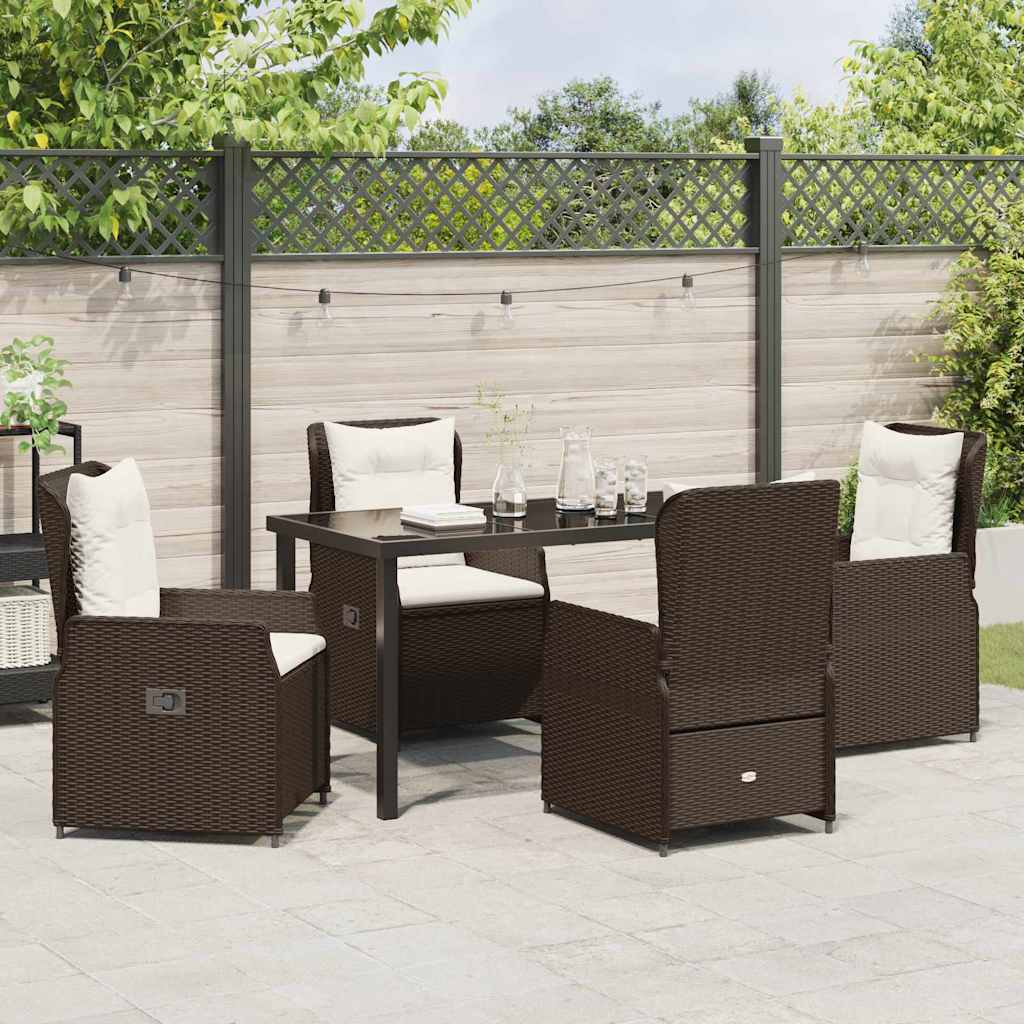 Set da Pranzo per Giardino 5 pcs Marrone polyrattan - homemem39