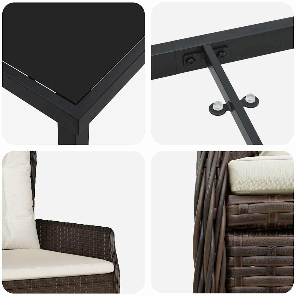 Set da Pranzo per Giardino 5 pcs Marrone polyrattan - homemem39