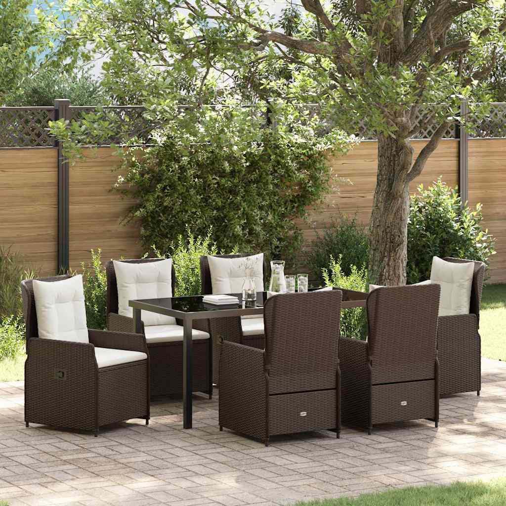 Set da Pranzo per Giardino 7 pcs Marrone polyrattan - homemem39