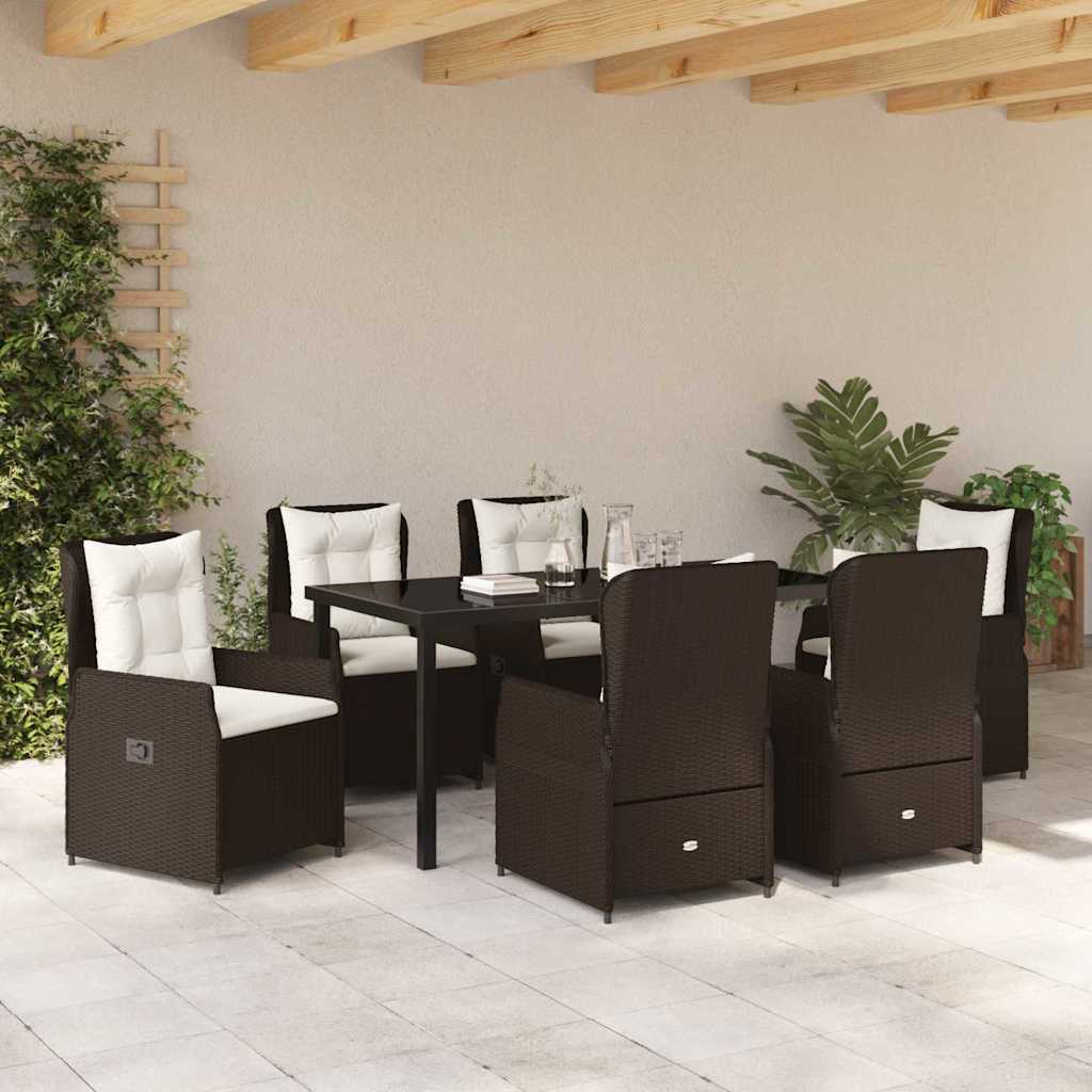 Set da Pranzo per Giardino 7 pcs Marrone polyrattan - homemem39