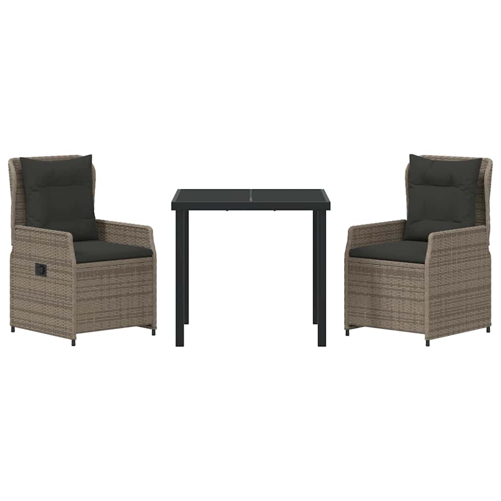 Set da Pranzo per Giardino 3 pcs Grigio polyrattan - homemem39