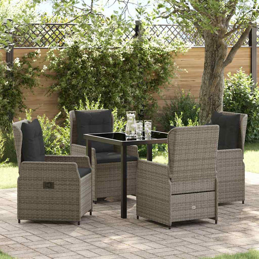 Set da Pranzo per Giardino 5 pcs Grigio polyrattan - homemem39