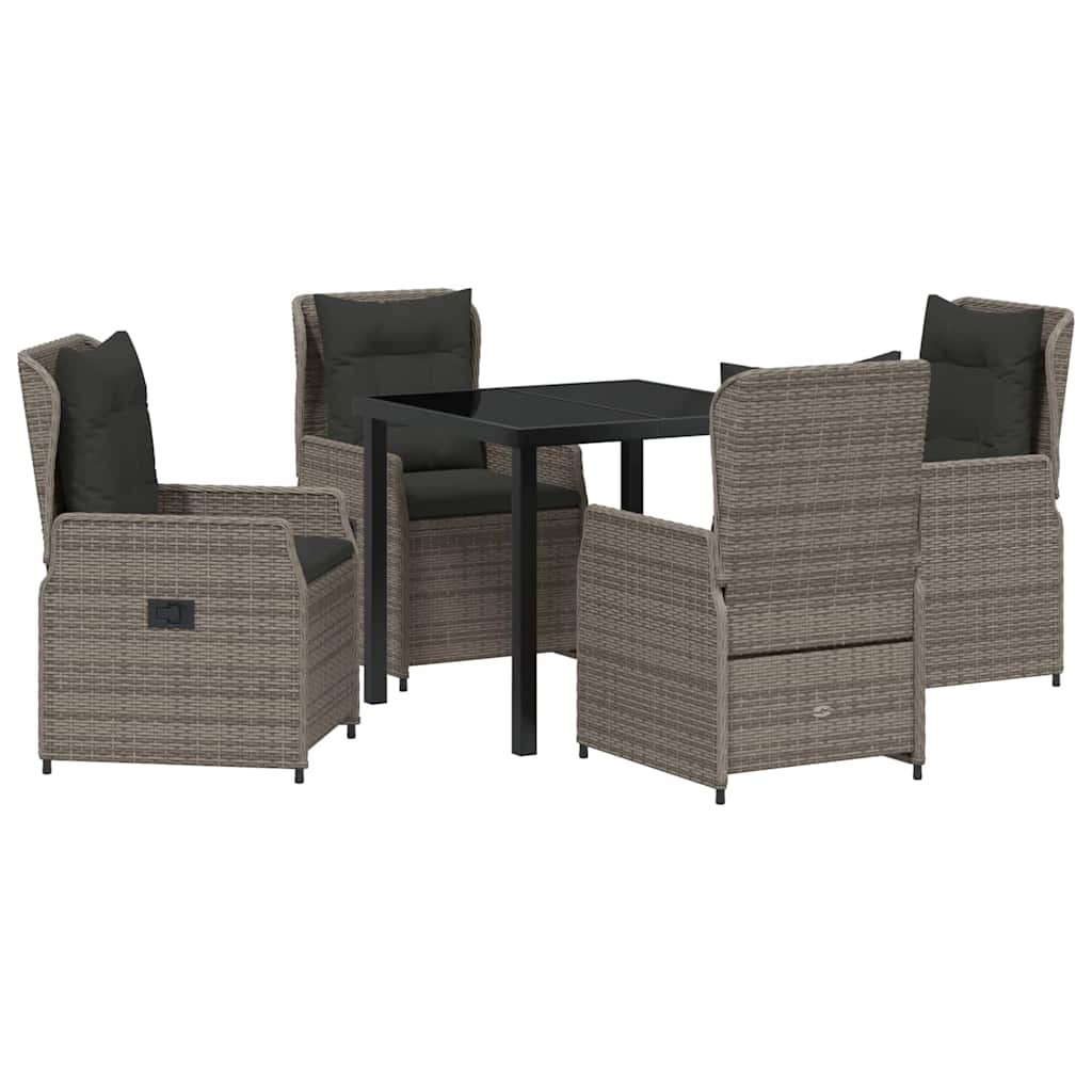 Set da Pranzo per Giardino 5 pcs Grigio polyrattan | homemem39