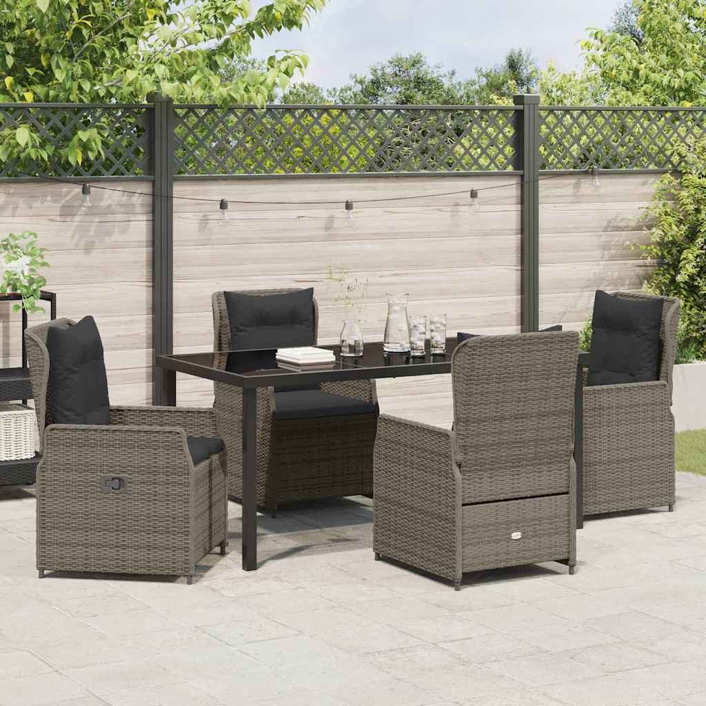 Set da Pranzo per Giardino 5 pcs Grigio polyrattan | homemem39