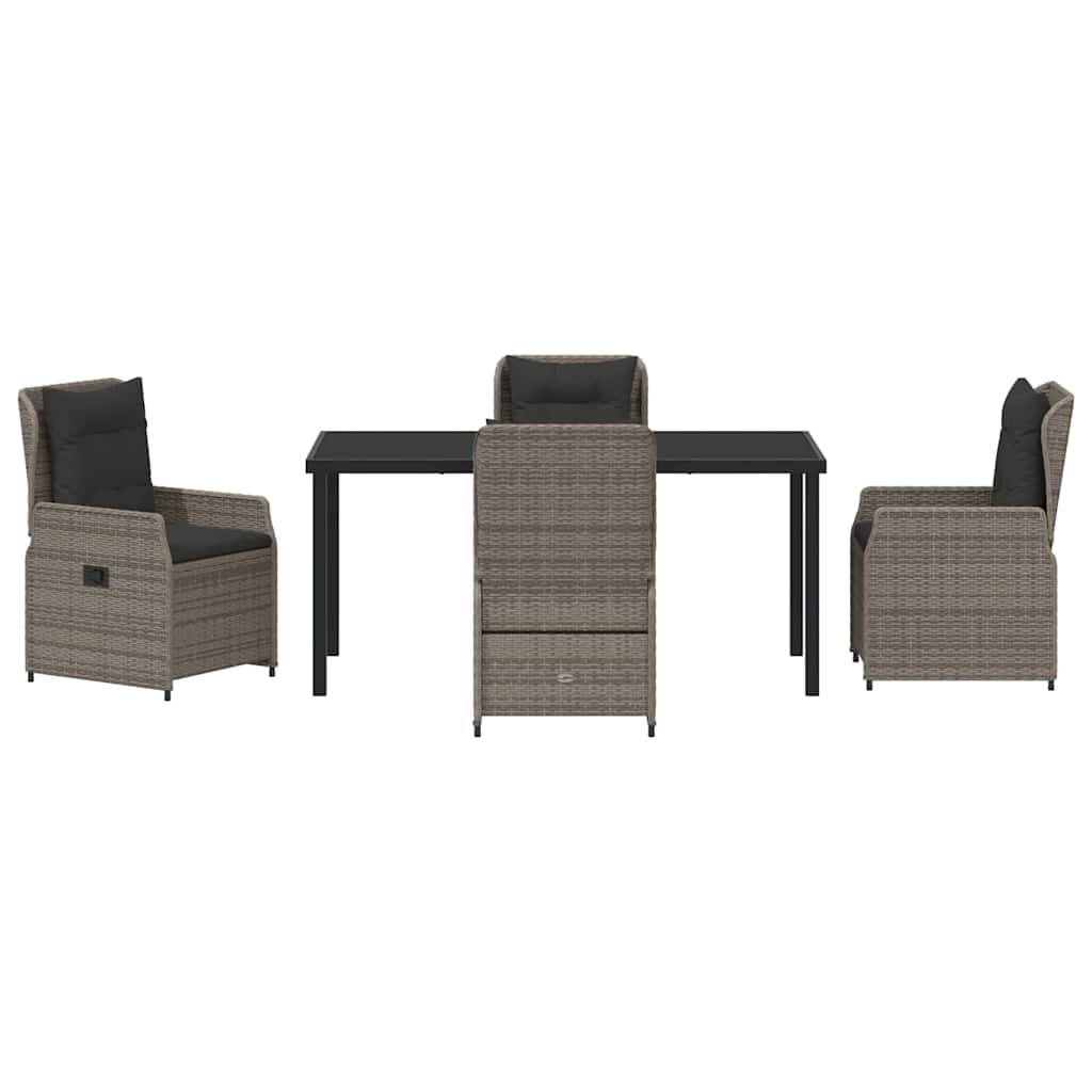 Set da Pranzo per Giardino 5 pcs Grigio polyrattan | homemem39