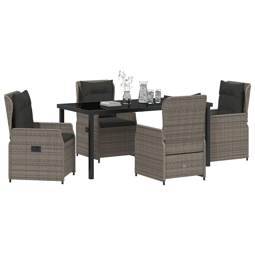 Set da Pranzo per Giardino 5 pcs Grigio polyrattan | homemem39