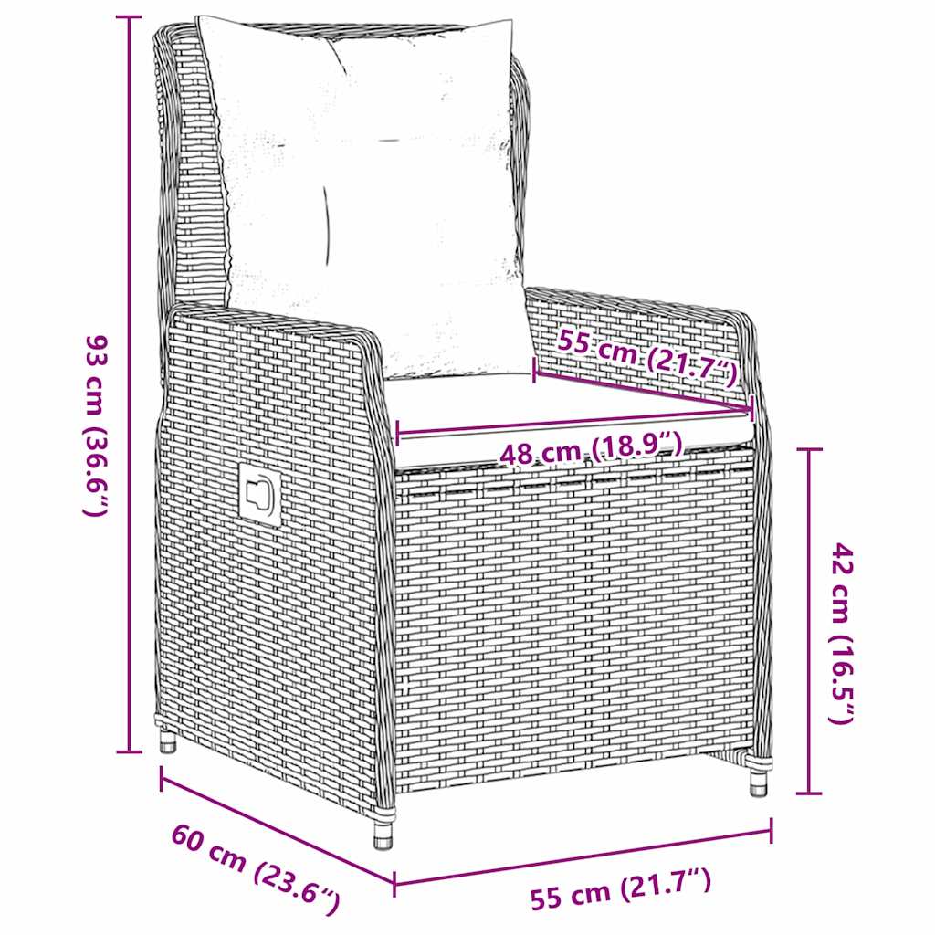 Set da Pranzo per Giardino 7 pcs Grigio polyrattan
