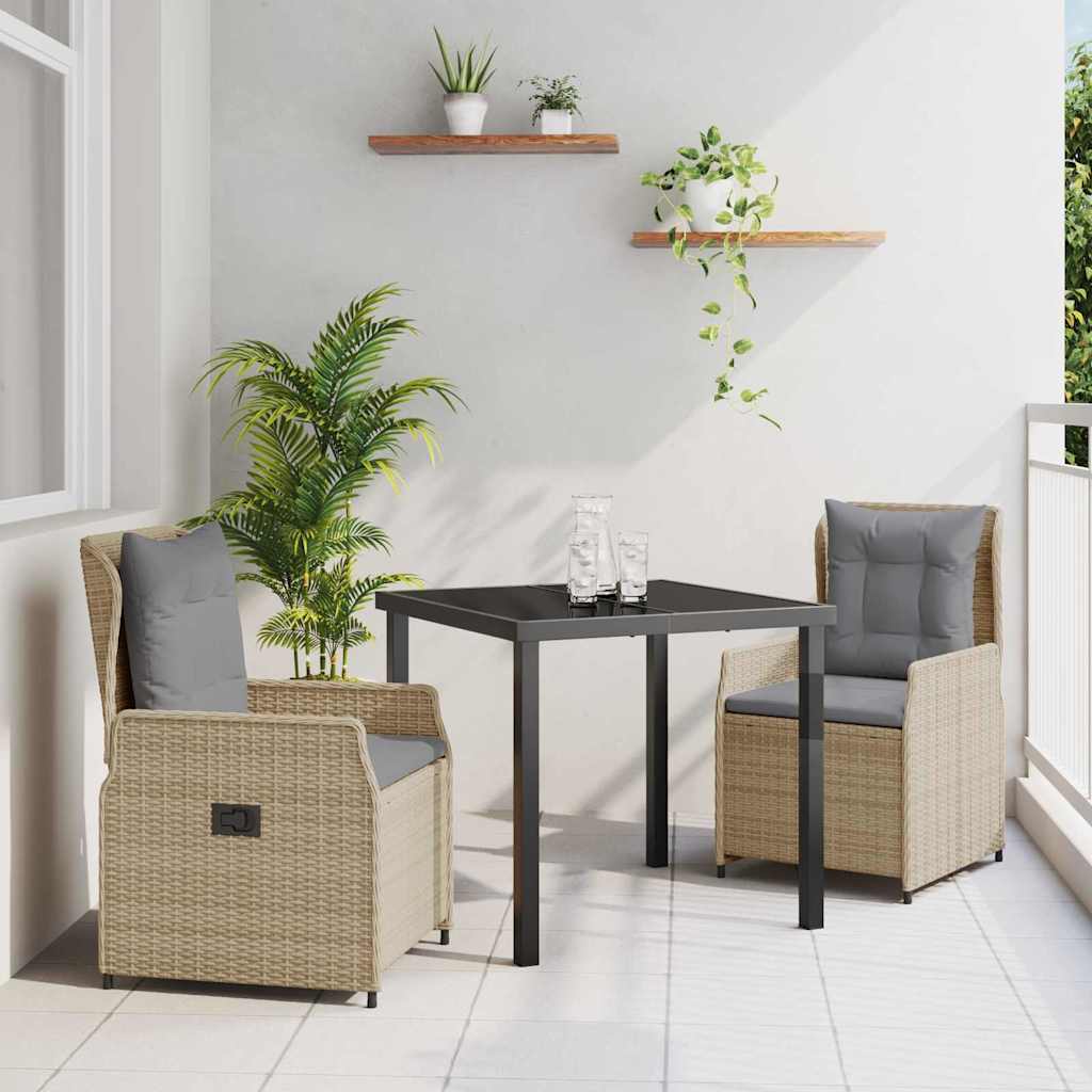 Set da Pranzo per Giardino 3 pcs Beige polyrattan - homemem39