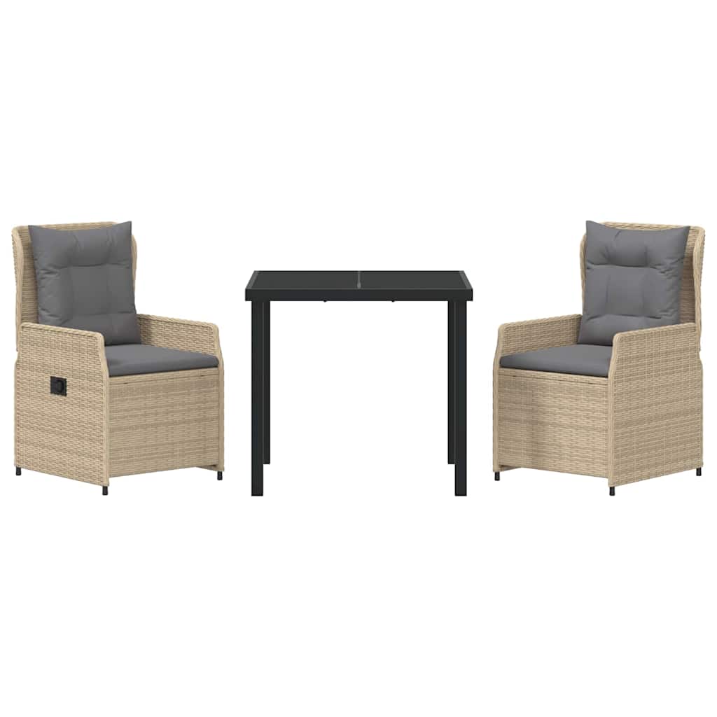 Set da Pranzo per Giardino 3 pcs Beige polyrattan - homemem39