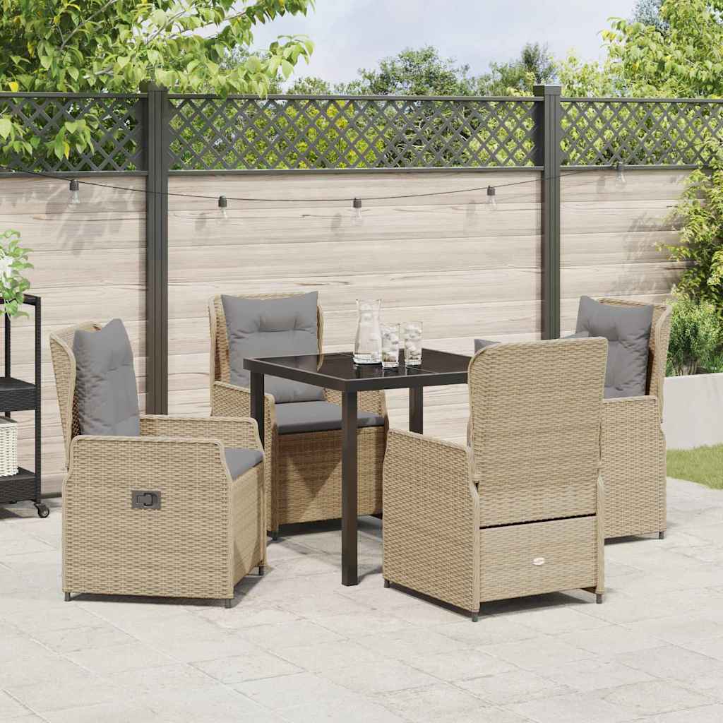 Set da Pranzo per Giardino 5 pcs Beige polyrattan - homemem39